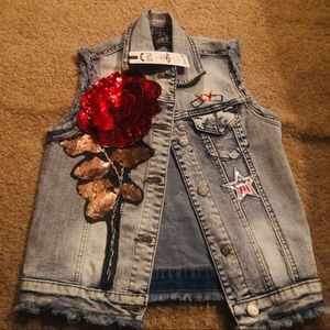 Denim Sequins rose detail size M